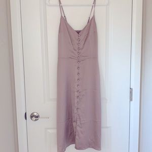 Dusty Mauve Satin MIDI Dress with Slit